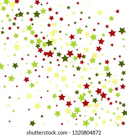 Colorful Stars Confetti, Mystery Sparkling Vector Background. Trendy Glowing Magic Glitter, Lights. Festive Falling Colorful Stars Confetti for Ads, Posters. 
