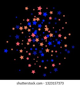 Colorful Stars Confetti, Mystery Sparkling Vector Background. Trendy Glowing Magic Glitter, Lights. Festive Falling Colorful Stars Confetti for Ads, Posters. 
