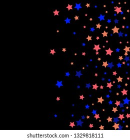 Colorful Stars Confetti, Mystery Sparkling Vector Background. Trendy Glowing Magic Glitter, Lights. Festive Falling Colorful Stars Confetti for Ads, Posters. 
