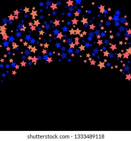 Colorful Stars Confetti, Mystery Sparkling Vector Background. Trendy Glowing Magic Glitter, Lights. Festive Falling Colorful Stars Confetti for Ads, Posters. 
