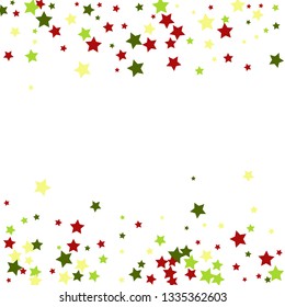 Colorful Stars Confetti, Mystery Sparkling Vector Background. Trendy Glowing Magic Glitter, Lights. Festive Falling Colorful Stars Confetti for Ads, Posters. 
