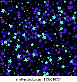 Colorful Stars Confetti, Mystery Sparkling Vector Background. Trendy Glowing Magic Glitter, Lights. Festive Falling Colorful Stars Confetti for Ads, Posters. 

