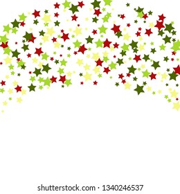 Colorful Stars Confetti, Mystery Sparkling Vector Background. Trendy Glowing Magic Glitter, Lights. Festive Falling Colorful Stars Confetti for Ads, Posters. 
