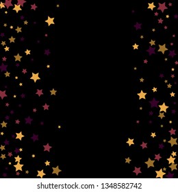 Colorful Stars Confetti, Mystery Sparkling Vector Background. Trendy Glowing Magic Glitter, Lights. Festive Falling Colorful Stars Confetti for Ads, Posters. 
