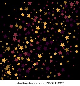Colorful Stars Confetti, Mystery Sparkling Vector Background. Trendy Glowing Magic Glitter, Lights. Festive Falling Colorful Stars Confetti for Ads, Posters. 
