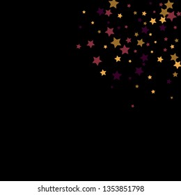 Colorful Stars Confetti, Mystery Sparkling Vector Background. Trendy Glowing Magic Glitter, Lights. Festive Falling Colorful Stars Confetti for Ads, Posters. 
