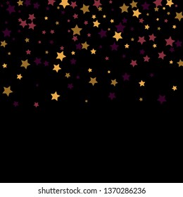 Colorful Stars Confetti, Mystery Sparkling Vector Background. Trendy Glowing Magic Glitter, Lights. Festive Falling Colorful Stars Confetti for Ads, Posters. 
