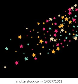 Colorful Stars Confetti, Mystery Sparkling Vector Background. Trendy Glowing Magic Glitter, Lights. Festive Falling Colorful Stars Confetti for Ads, Posters. 