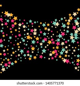 Colorful Stars Confetti, Mystery Sparkling Vector Background. Trendy Glowing Magic Glitter, Lights. Festive Falling Colorful Stars Confetti for Ads, Posters. 