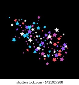 Colorful Stars Confetti, Mystery Sparkling Vector Background. Trendy Glowing Magic Glitter, Lights. Festive Falling Colorful Stars Confetti for Ads, Posters. 
