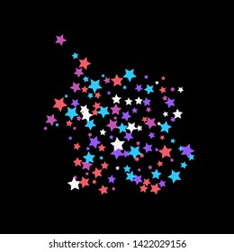 Colorful Stars Confetti, Mystery Sparkling Vector Background. Trendy Glowing Magic Glitter, Lights. Festive Falling Colorful Stars Confetti for Ads, Posters. 
