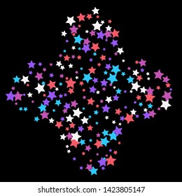 Colorful Stars Confetti, Mystery Sparkling Vector Background. Trendy Glowing Magic Glitter, Lights. Festive Falling Colorful Stars Confetti for Ads, Posters. 
