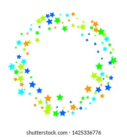 Colorful Stars Confetti, Mystery Sparkling Vector Background. Trendy Glowing Magic Glitter, Lights. Festive Falling Colorful Stars Confetti for Ads, Posters. 
