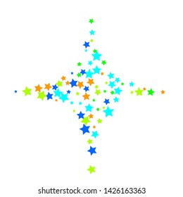 Colorful Stars Confetti, Mystery Sparkling Vector Background. Trendy Glowing Magic Glitter, Lights. Festive Falling Colorful Stars Confetti for Ads, Posters. 

