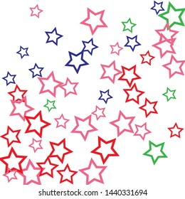 Colorful Stars Confetti, Mystery Sparkling Vector Background. Trendy Glowing Magic Glitter, Lights. Festive Falling Colorful Stars Confetti for Ads, Posters. 
