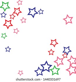Colorful Stars Confetti, Mystery Sparkling Vector Background. Trendy Glowing Magic Glitter, Lights. Festive Falling Colorful Stars Confetti for Ads, Posters. 
