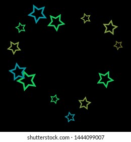 Colorful Stars Confetti, Mystery Sparkling Vector Background. Trendy Glowing Magic Glitter, Lights. Festive Falling Colorful Stars Confetti for Ads, Posters. 
