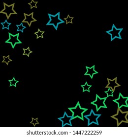 Colorful Stars Confetti, Mystery Sparkling Vector Background. Trendy Glowing Magic Glitter, Lights. Festive Falling Colorful Stars Confetti for Ads, Posters. 

