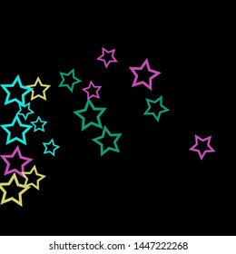 Colorful Stars Confetti, Mystery Sparkling Vector Background. Trendy Glowing Magic Glitter, Lights. Festive Falling Colorful Stars Confetti for Ads, Posters. 
