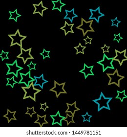 Colorful Stars Confetti, Mystery Sparkling Vector Background. Trendy Glowing Magic Glitter, Lights. Festive Falling Colorful Stars Confetti for Ads, Posters. 
