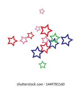 Colorful Stars Confetti, Mystery Sparkling Vector Background. Trendy Glowing Magic Glitter, Lights. Festive Falling Colorful Stars Confetti for Ads, Posters. 
