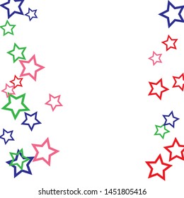 Colorful Stars Confetti, Mystery Sparkling Vector Background. Trendy Glowing Magic Glitter, Lights. Festive Falling Colorful Stars Confetti for Ads, Posters. 
