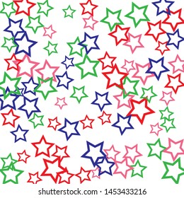 Colorful Stars Confetti, Mystery Sparkling Vector Background. Trendy Glowing Magic Glitter, Lights. Festive Falling Colorful Stars Confetti for Ads, Posters. 
