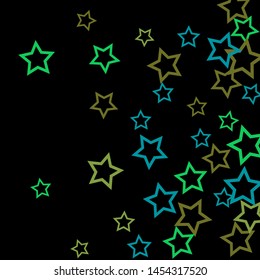 Colorful Stars Confetti, Mystery Sparkling Vector Background. Trendy Glowing Magic Glitter, Lights. Festive Falling Colorful Stars Confetti for Ads, Posters. 
