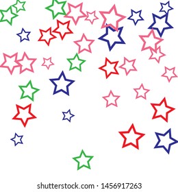 Colorful Stars Confetti, Mystery Sparkling Vector Background. Trendy Glowing Magic Glitter, Lights. Festive Falling Colorful Stars Confetti for Ads, Posters. 
