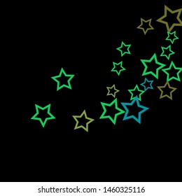 Colorful Stars Confetti, Mystery Sparkling Vector Background. Trendy Glowing Magic Glitter, Lights. Festive Falling Colorful Stars Confetti for Ads, Posters. 
