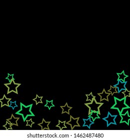 Colorful Stars Confetti, Mystery Sparkling Vector Background. Trendy Glowing Magic Glitter, Lights. Festive Falling Colorful Stars Confetti for Ads, Posters. 
