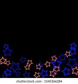 Colorful Stars Confetti, Mystery Sparkling Vector Background. Trendy Glowing Magic Glitter, Lights. Festive Falling Colorful Stars Confetti for Ads, Posters. 
