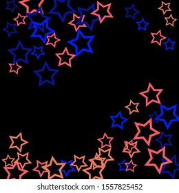 Colorful Stars Confetti, Mystery Sparkling Vector Background. Trendy Glowing Magic Glitter, Lights. Festive Falling Colorful Stars Confetti for Ads, Posters. 