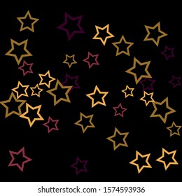 Colorful Stars Confetti, Mystery Sparkling Vector Background. Trendy Glowing Magic Glitter, Lights. Festive Falling Colorful Stars Confetti for Ads, Posters. 
