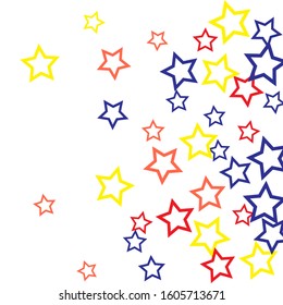 Colorful Stars Confetti, Mystery Sparkling Vector Background. Trendy Glowing Magic Glitter, Lights. Festive Falling Colorful Stars Confetti for Ads, Posters. 
