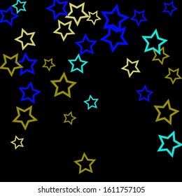 Colorful Stars Confetti, Mystery Sparkling Vector Background. Trendy Glowing Magic Glitter, Lights. Festive Falling Colorful Stars Confetti for Ads, Posters. 
