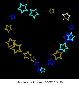Colorful Stars Confetti, Mystery Sparkling Vector Background. Trendy Glowing Magic Glitter, Lights. Festive Falling Colorful Stars Confetti for Ads, Posters. 

