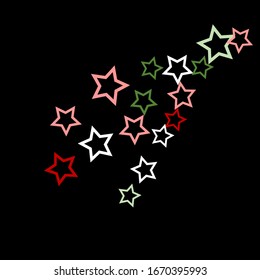 Colorful Stars Confetti, Mystery Sparkling Vector Background. Trendy Glowing Magic Glitter, Lights. Festive Falling Colorful Stars Confetti for Ads, Posters. 

