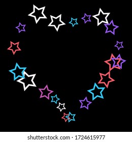 Colorful Stars Confetti, Mystery Sparkling Vector Background. Trendy Glowing Magic Glitter, Lights. Festive Falling Colorful Stars Confetti for Ads, Posters. 
