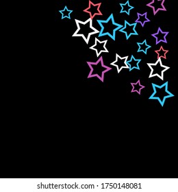Colorful Stars Confetti, Mystery Sparkling Vector Background. Trendy Glowing Magic Glitter, Lights. Festive Falling Colorful Stars Confetti for Ads, Posters. 