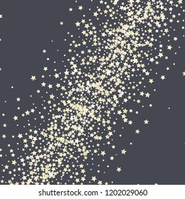 Colorful stars confetti spread diagonally. Isolated gradient celestial elements. Pearl nacre shine. Holiday celebration luminous glossy vector template for decorations