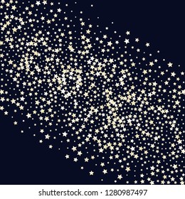Colorful stars confetti spread diagonally. Isolated gradient celestial elements. Pearl nacre shine. Holiday celebration luminous glossy vector template for decorations