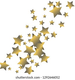 Colorful stars confetti spread diagonally. Isolated gradient celestial elements. Platinum chrome metal shine. Iridescent festive  celebration vector  template for decorations, packaging.