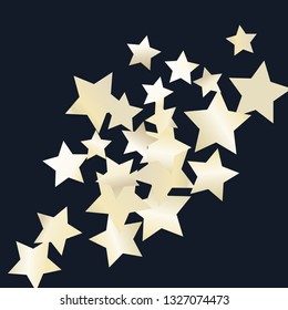 Colorful stars confetti spread diagonally. Isolated gradient stellar elements. Pearl nacre shine. Festive iridescent holographic shine effect vector template for decorations
