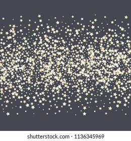 Colorful stars confetti spread horizontally. Isolated gradient stellar elements. Pearl nacre gloss.Iridescent festive  celebration vector  template