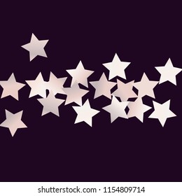 Colorful stars confetti spread horizontally. Isolated gradient celestial elements. Palle pink blue pearl nacre gloss. Festive iridescent holographic shine effect vector template 