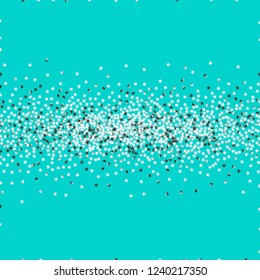 Colorful stars confetti spread horizontally. Isolated gradient celestial elements. Silver metal glitter. Festive iridescent holographic shine effect vector template for decorations