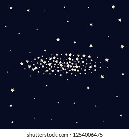 Colorful stars confetti spread horizontally. Isolated gradient celestial elements. Pearl nacre gloss. Festive iridescent holographic shine effect vector template for decorations