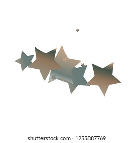 Colorful stars confetti spread horizontally. Isolated copper patina gradient stellar elements. Iridescent glitter festive celebration vector template for decorations