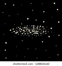 Colorful stars confetti spread horizontally. Isolated gradient stellar elements. Pearl nacre shine. Holiday celebration luminous glossy vector template for decorations